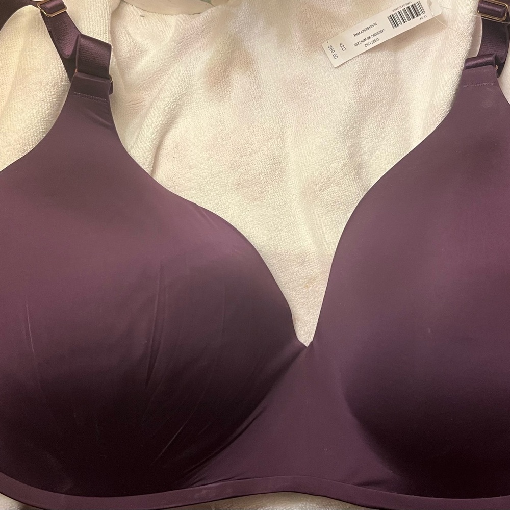 Soma intimates brand NWT 360 degree vanishing wireless bra. Size 42D in Plum